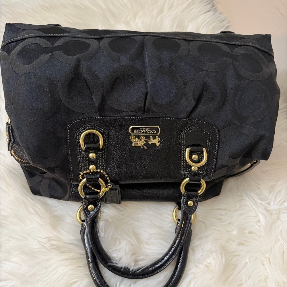 Vintage Coach Black Satchel with Gold Accents#12943 - Picture 9 of 14